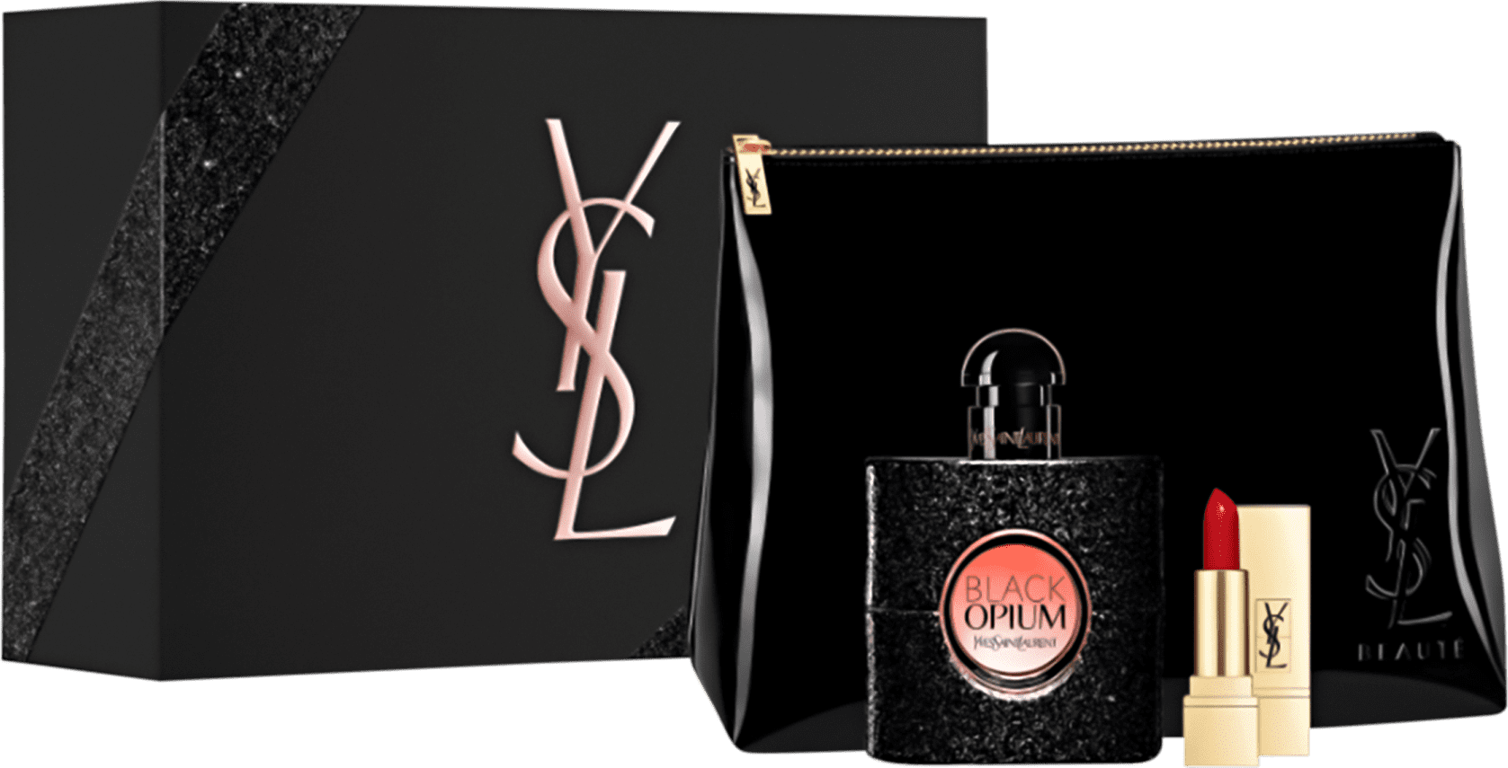Conjunto Black Opium Yves Saint Laurent Feminino - Eau de Parfum 50ml + Minibatom + Nécessaire