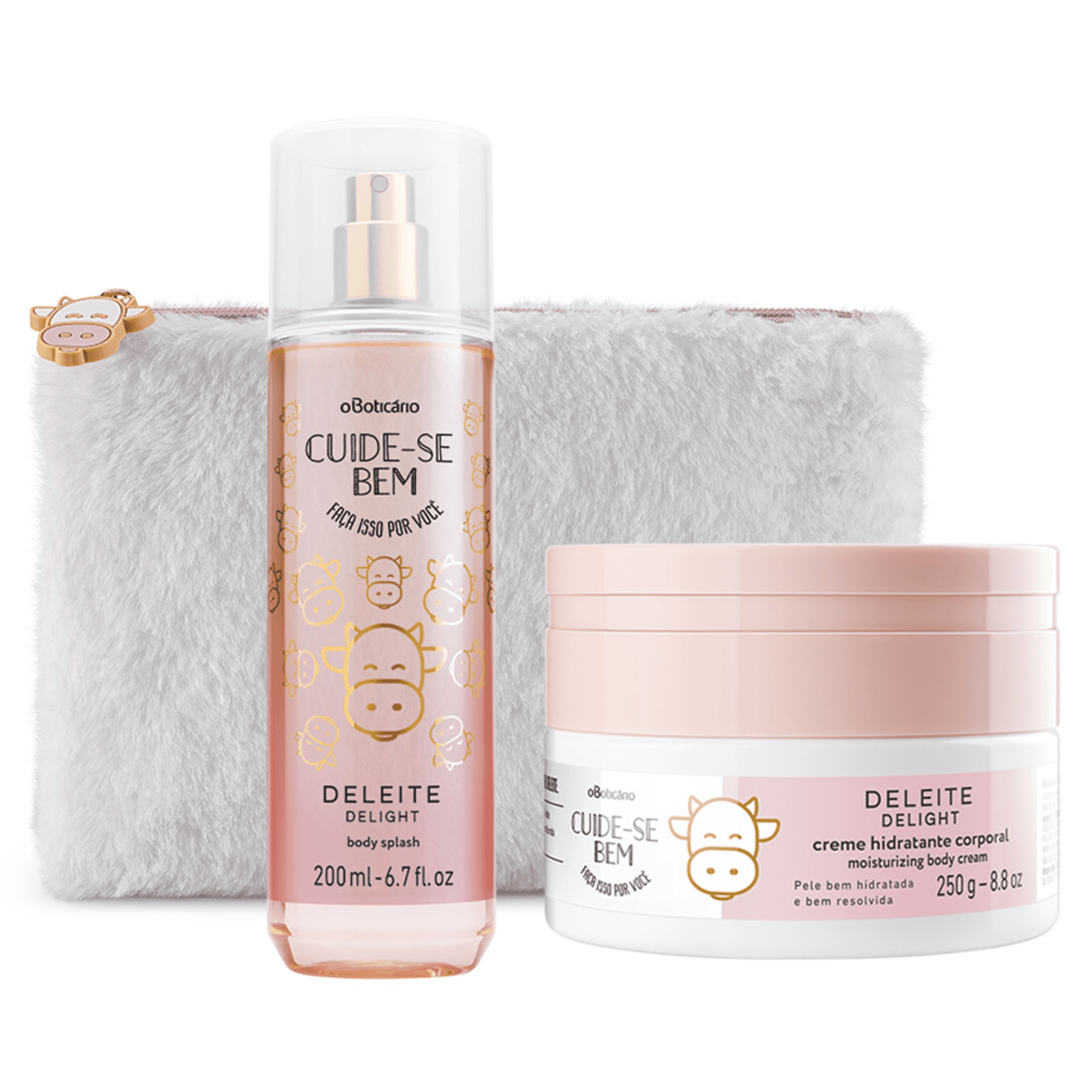 Combo Cuide-se Bem Deleite: Creme Hidratante Corporal 250g + Body Splash + Nécessaire