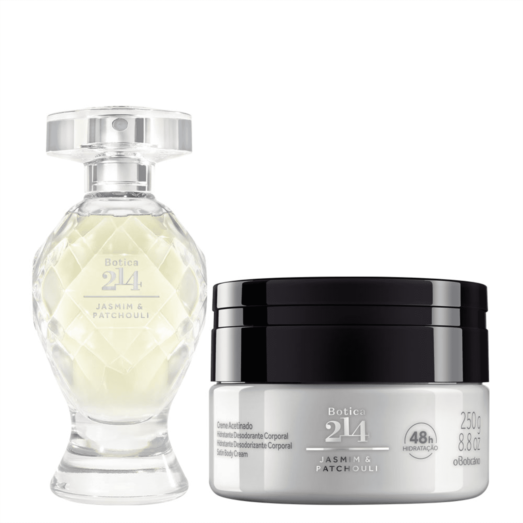 Combo Botica 214 Jasmim & Patchouli: Eau De Parfum 75ml + Creme Acetinado Desodorante Hidratante 250g