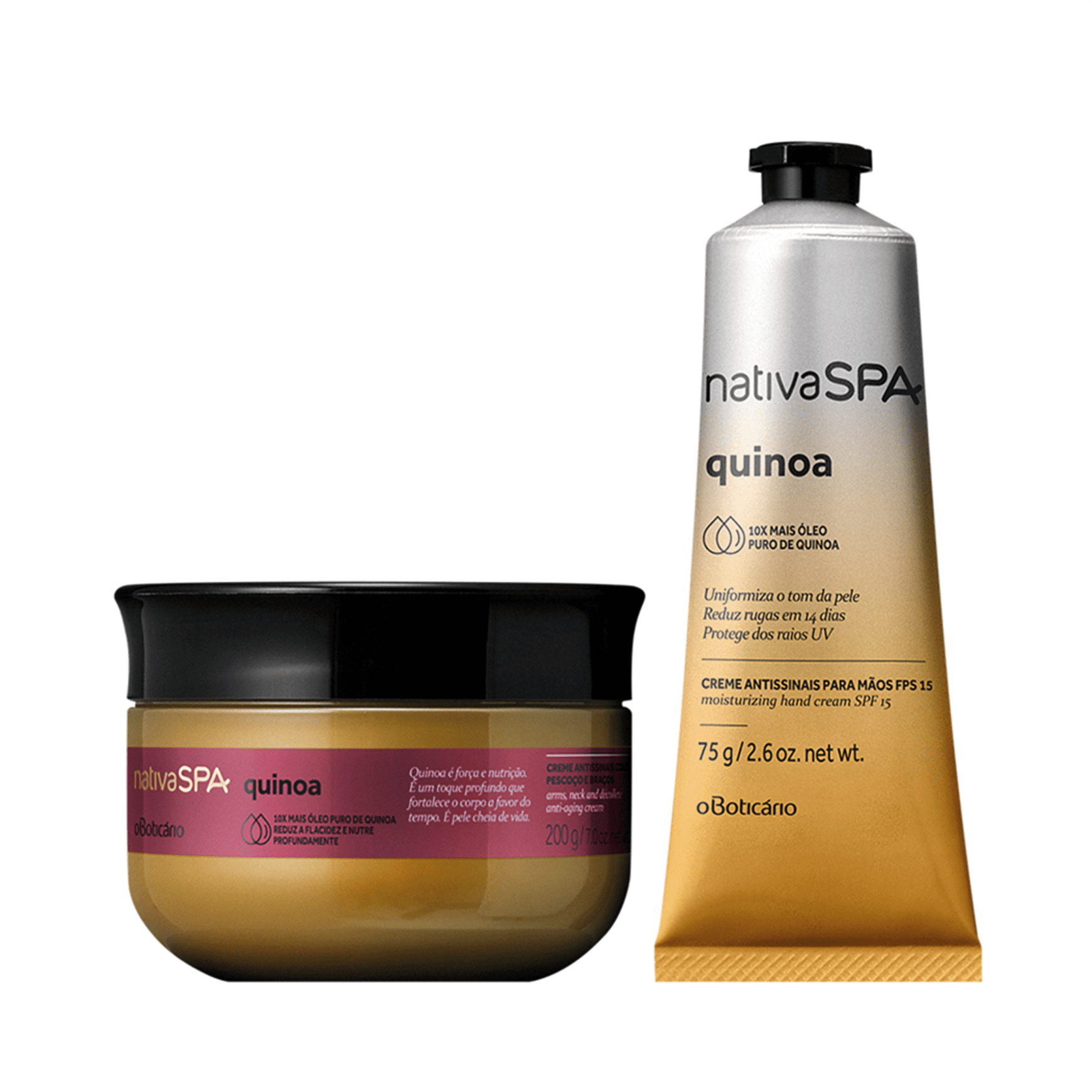 Combo Nativa Spa Quinoa: Creme Antissinais Para Mãos + Creme Para Colo, Pescoço e Braços