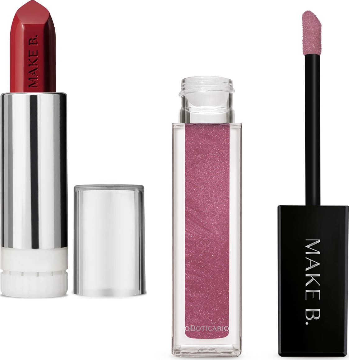 Combo Make B Gloss Labial Rose Lover ml Refil Batom Glossy Vinho Wine g O Boticário