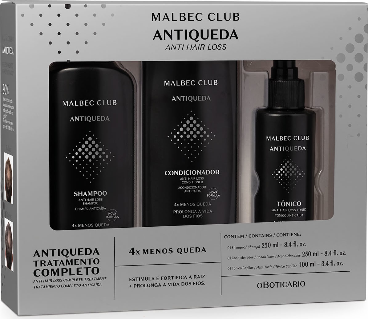 Shampoo Antiqueda Malbec Club o Boticário