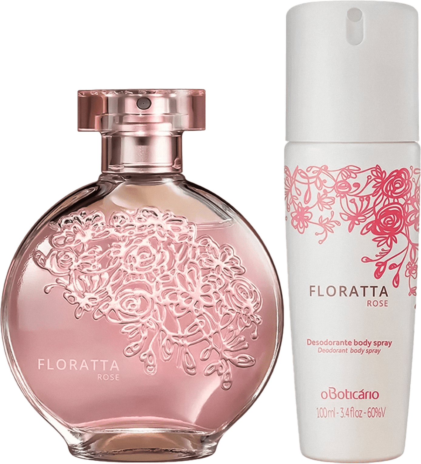 Combo Floratta Rose: Desodorante Colônia, 75Ml + Desodorante Antitranspirante Body Spray, 75G