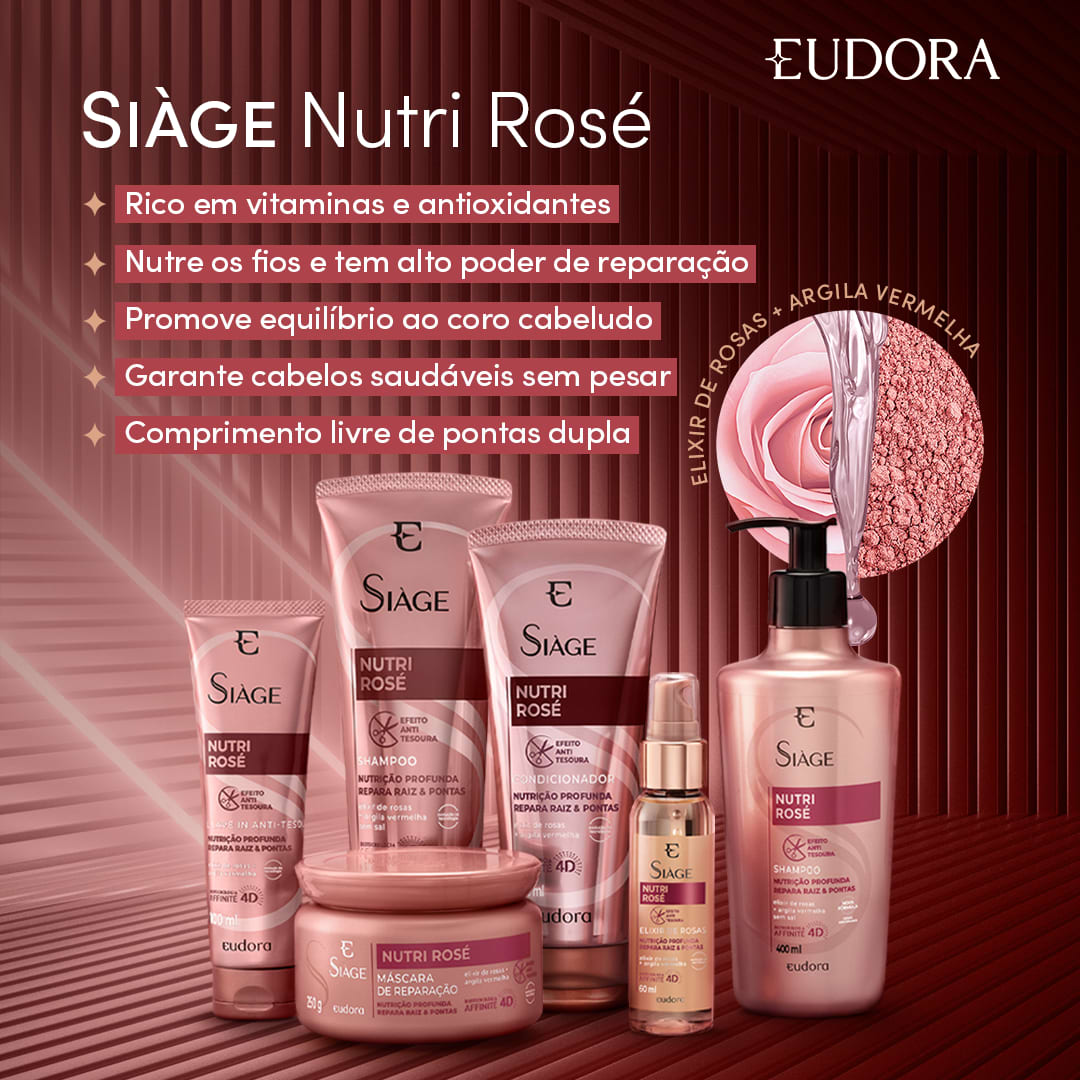 Combo Siàge Nutri Rosé Shampoo L Condicionador L Máscara Capilar g Válvulas Pump