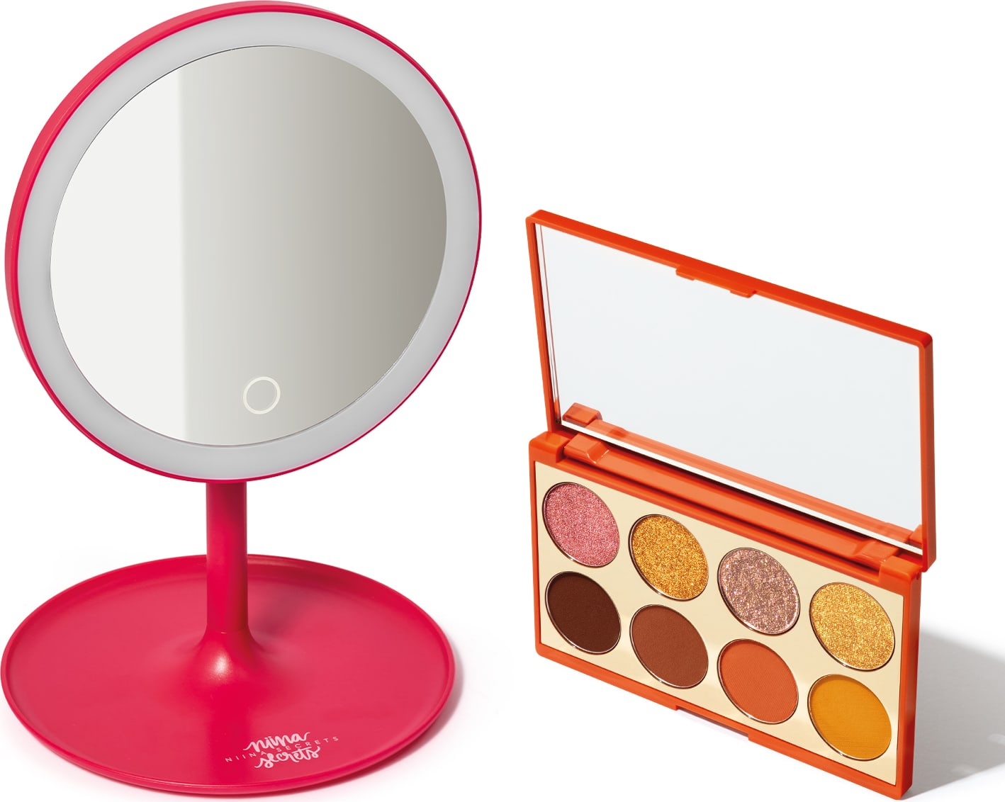 Combo Niina Secrets: Palette De Sombras Orange 5,6g + Espelho de Maquiagem  com Led