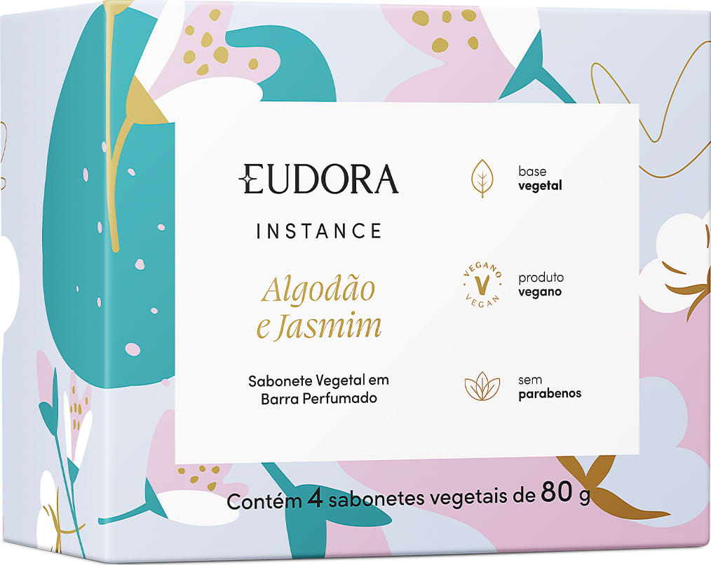 Instance Sabonete Sabonete Vegetal em Barra Perfumado Instance Algodão e Jasmim 4x80g ...