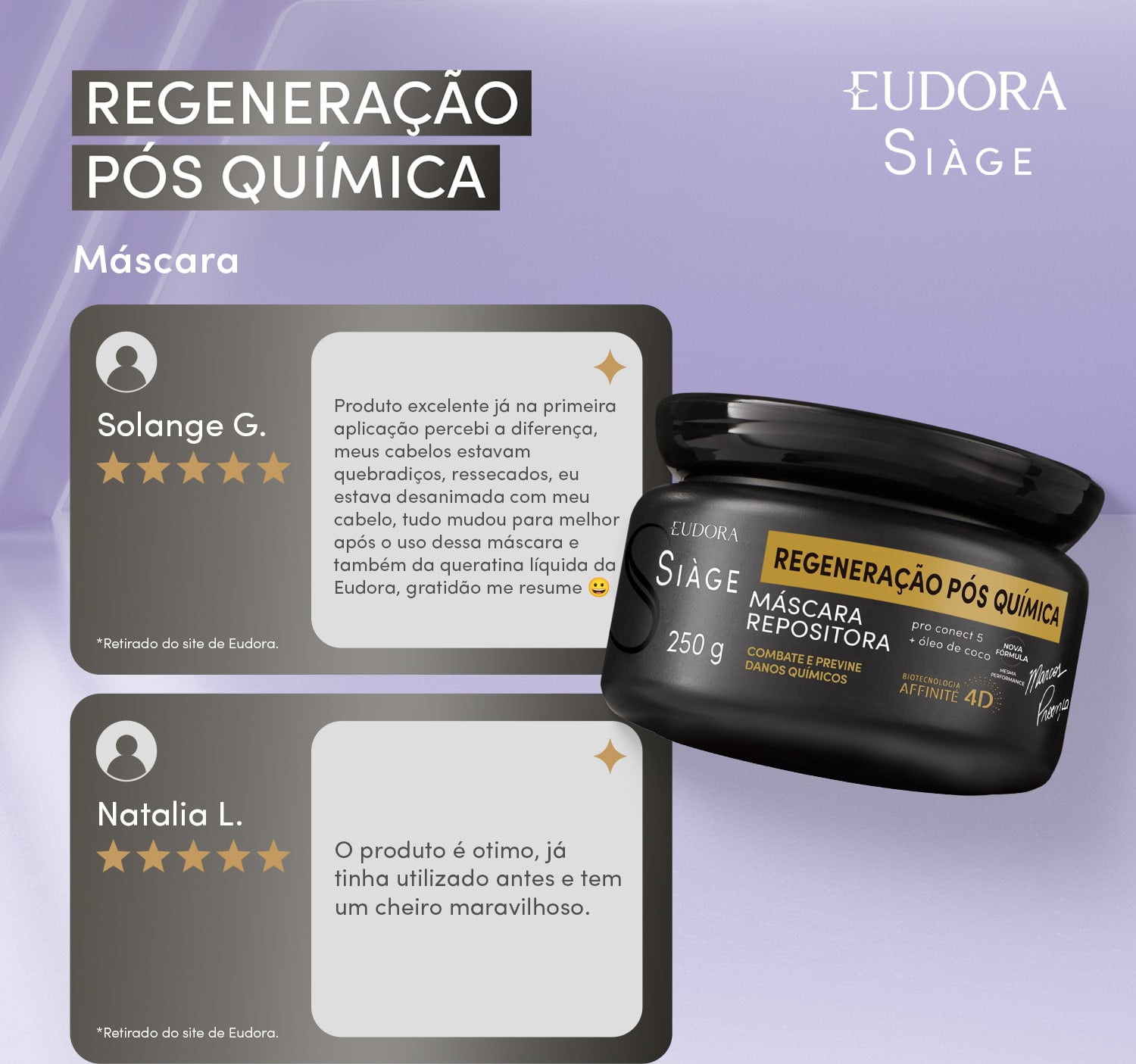 Máscara Repositora Siàge Expert Regeneração Pós Química 250g | Eudora
