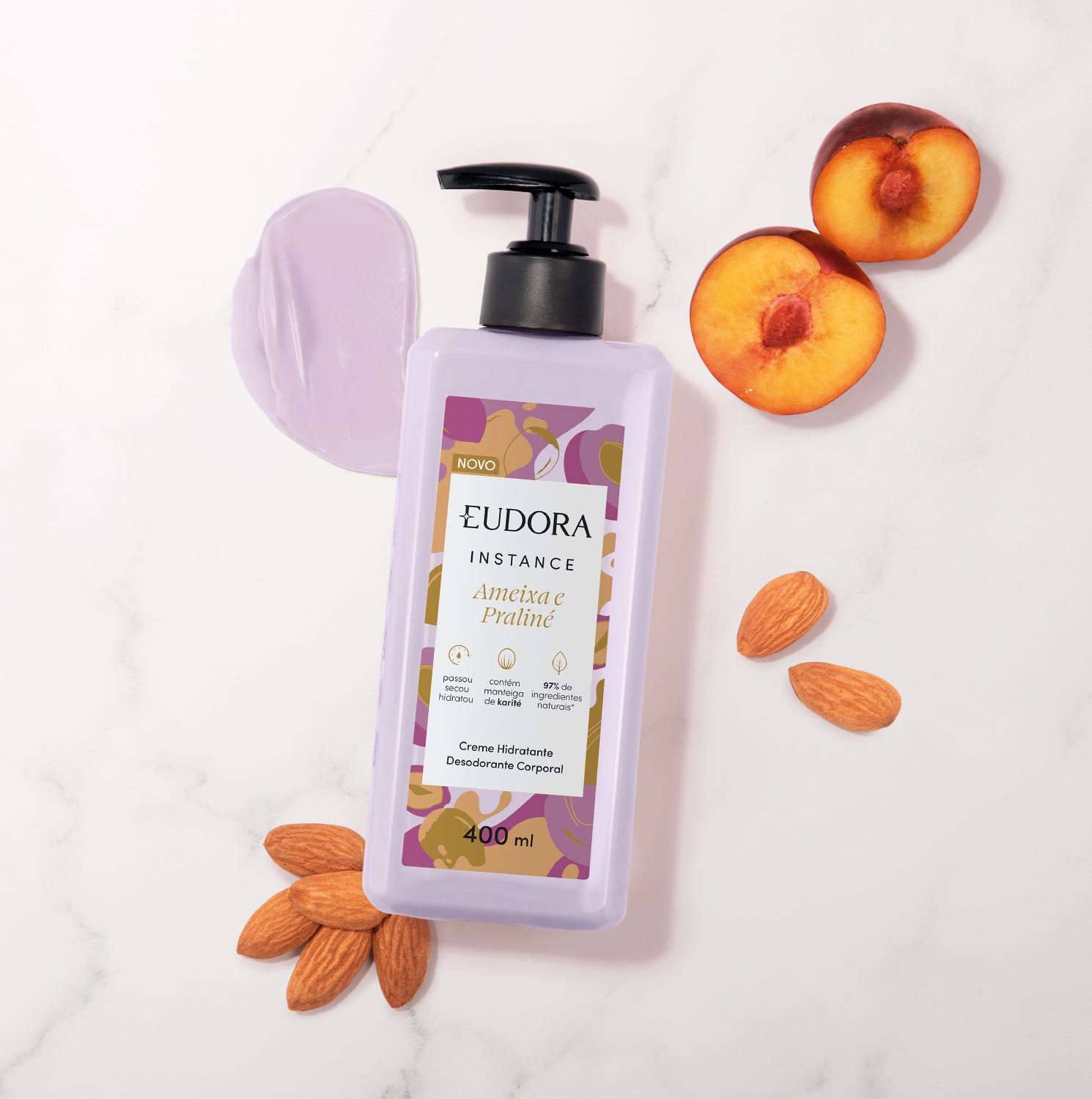 Creme Hidratante Desodorante Corporal Instance Ameixa e Praliné 400ml ...