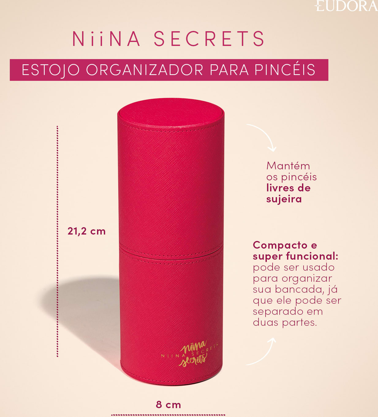 Estojo organizador para pincéis. Mantém os pincéis livres de sujeira. Compacto e super funcional: pode ser usado para organizar sua bancada, já que ele pode ser separado em duas partes.