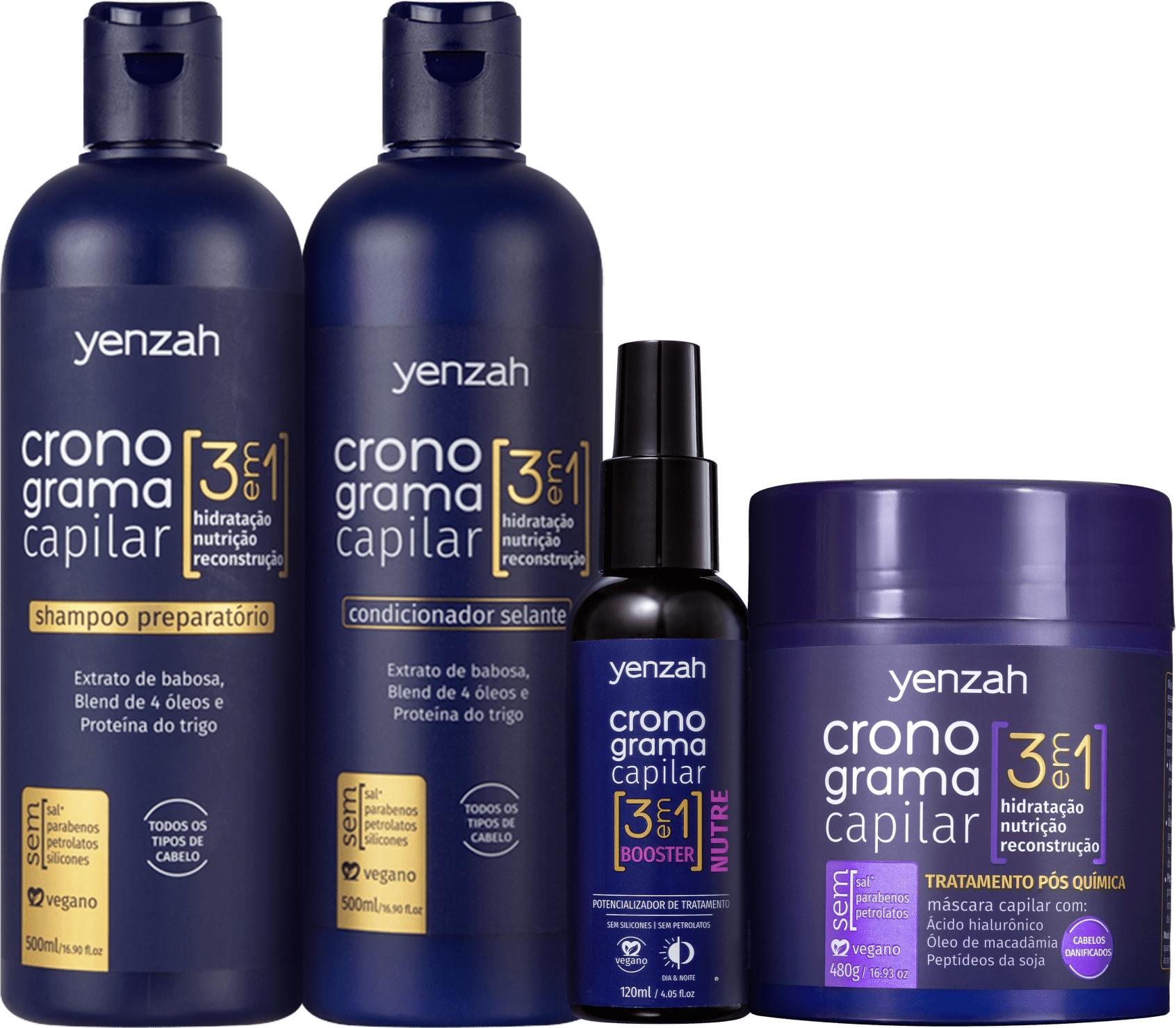 Kit Yenzah Cronograma Capilar 3 em 1 Pós-Química | Beleza na Web
