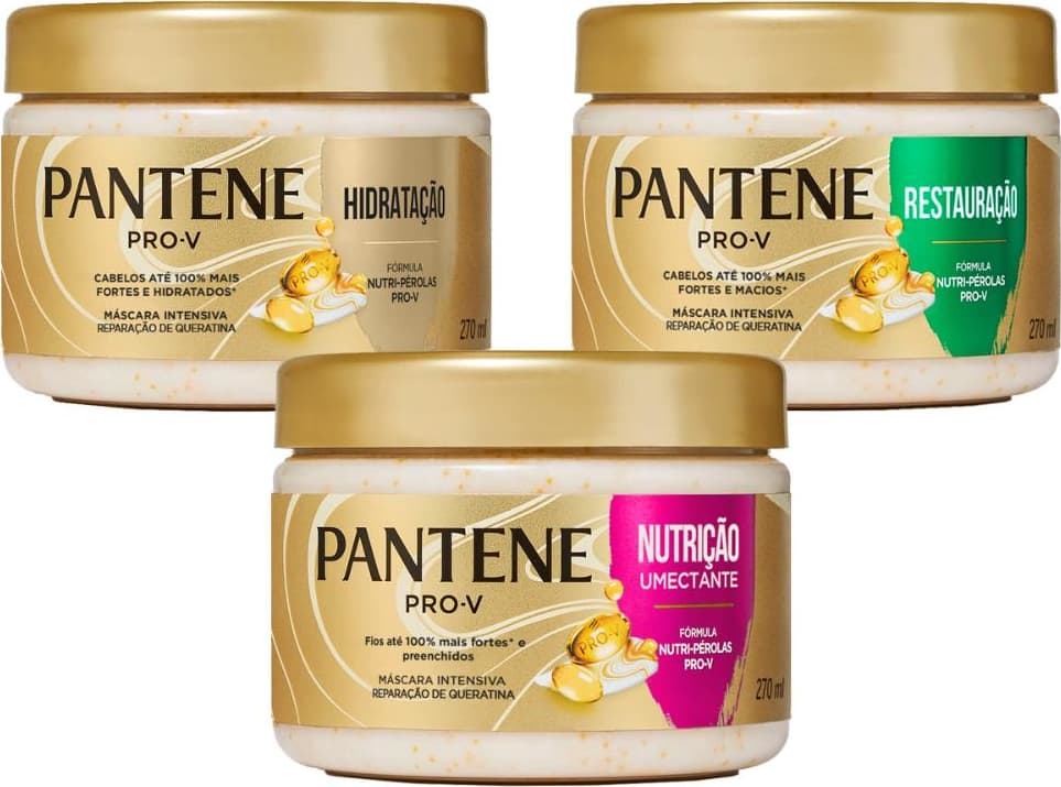 Kit Tratamento 3 Mascaras Pantene Pro-V Hidratação + Nutrição ...