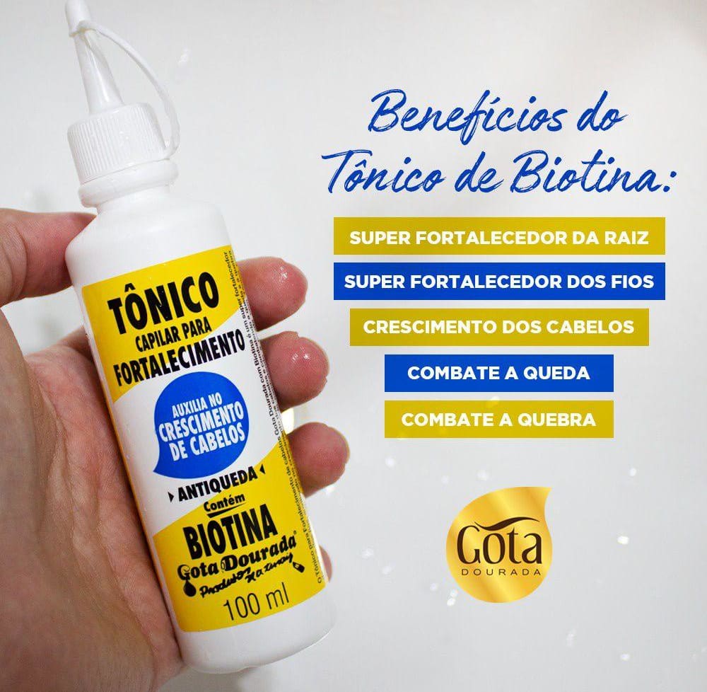 Tônico de Biotina Gota Dourada Crescimento Capilar Antiqueda 100ml