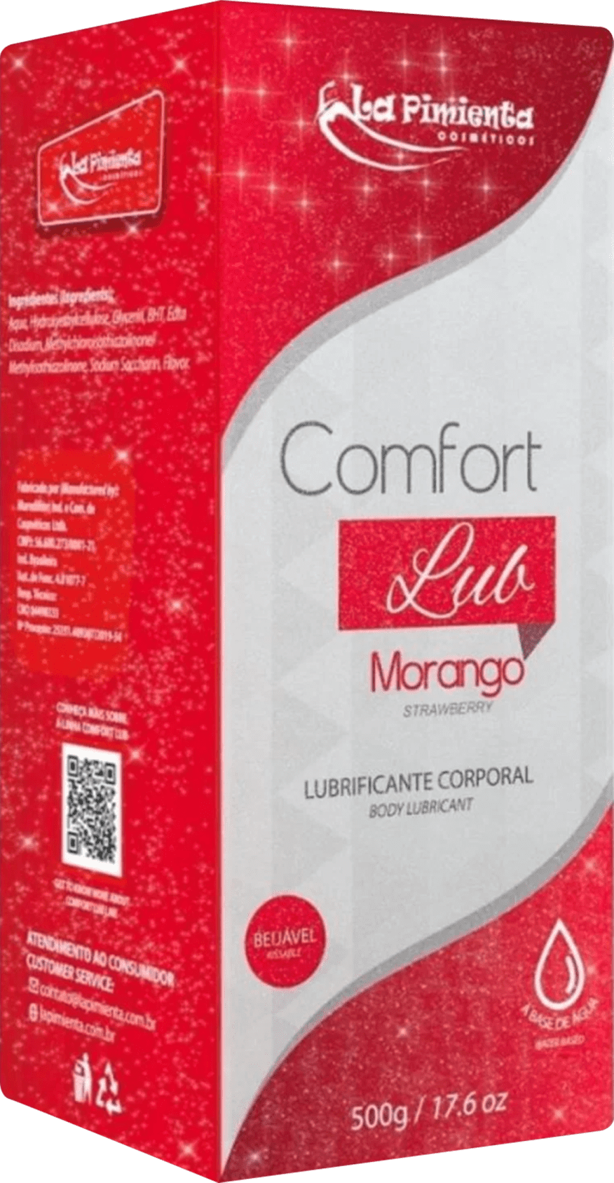 Gel Lubrificante Íntimo Comfort Lub Morango La Pimienta - 500g