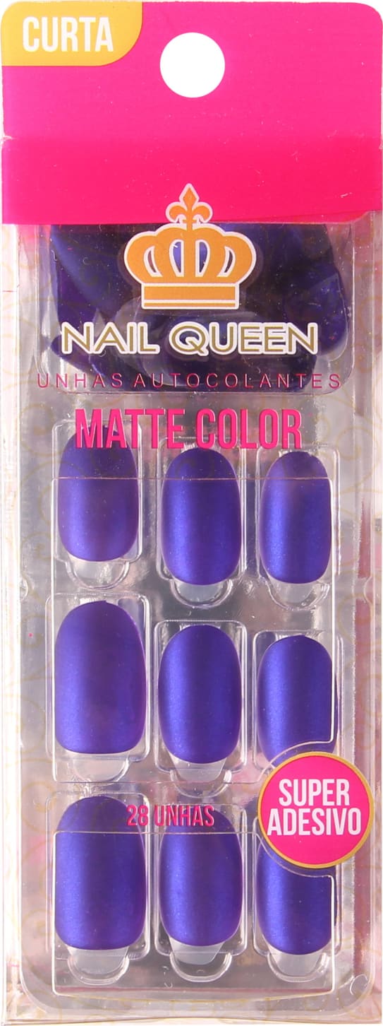 Unhas Postiças World Queen Matte Curta Azul Beleza na 