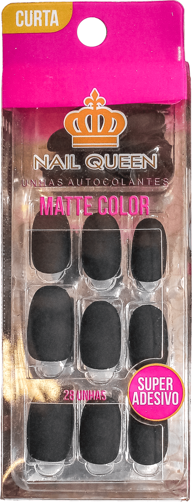 Unhas Postiças World Queen Matte Curta Preta 681 Beleza na 
