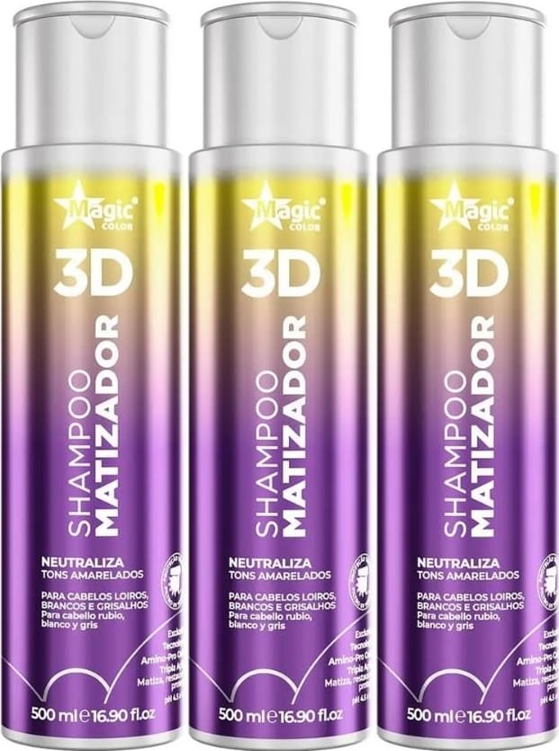 Magic Color Shampoo Matizador 3D Desamarelador Kit 3x500ml