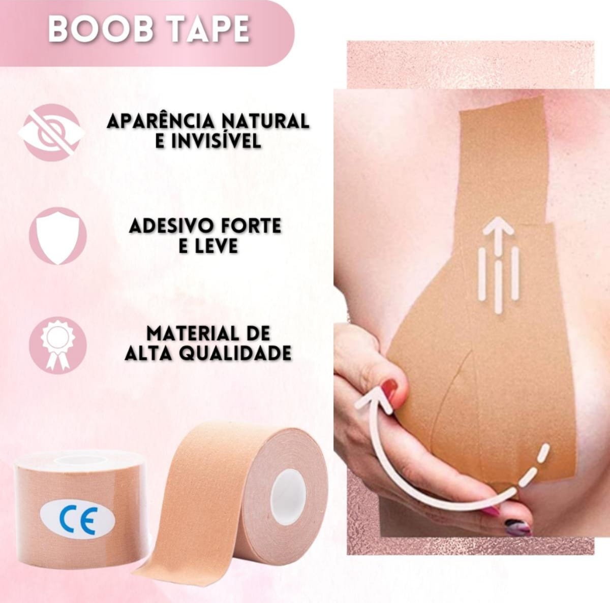 BOOB TAPE - Sutiã Adesivo de Fita Push Up Levanta e Modela Seios Várias  Posições de Uso