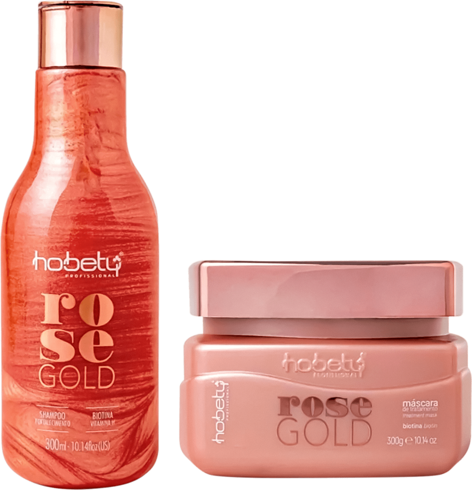 Kit Rose Gold Hobety Shampoo 300ml+Mascara 300g