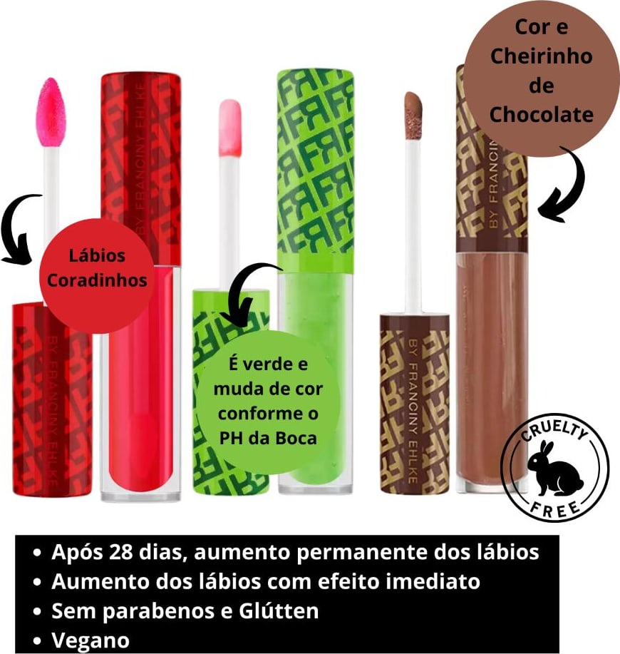 Kit Gloss Labial de Volume Franciny Ehlke Chilli Com 3