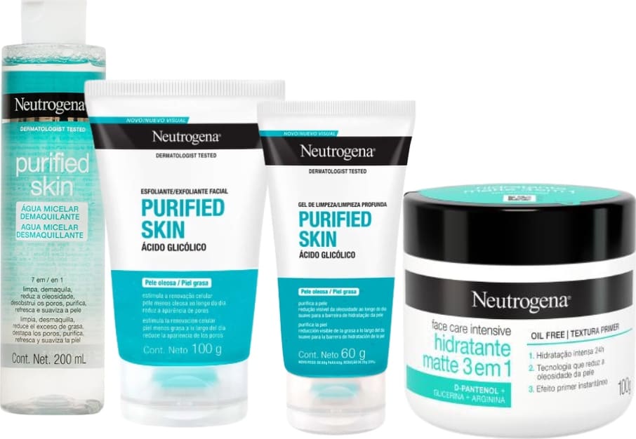 Kit Neutrogena Purified Skin Care Pele Mista a Oleosa: Gel de Limpeza ...