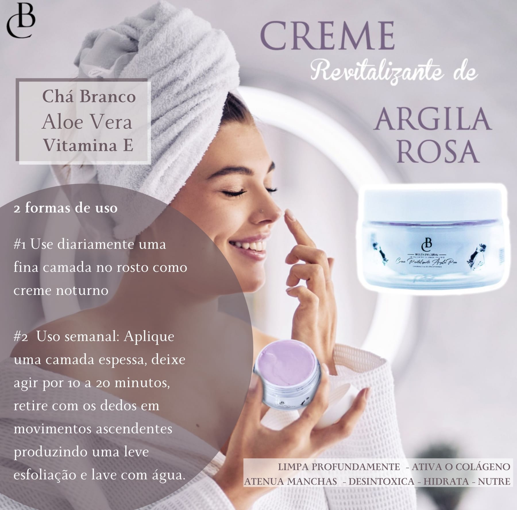 Kit 5 - Creme Revitalizante de Argila Rosa - Beleza em Curvas