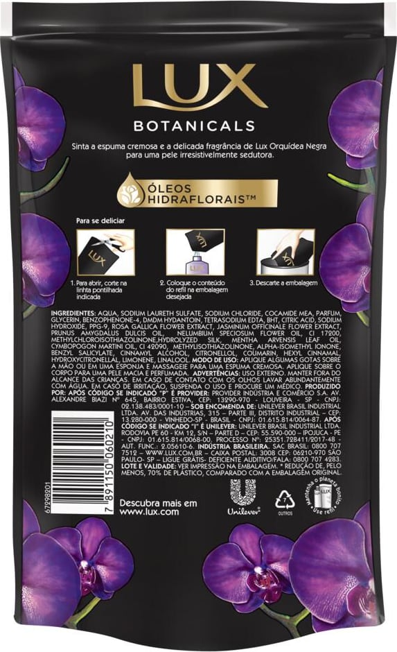 Sabonete Líquido Lux Botanicals Orquídea Negra Refil 200ml