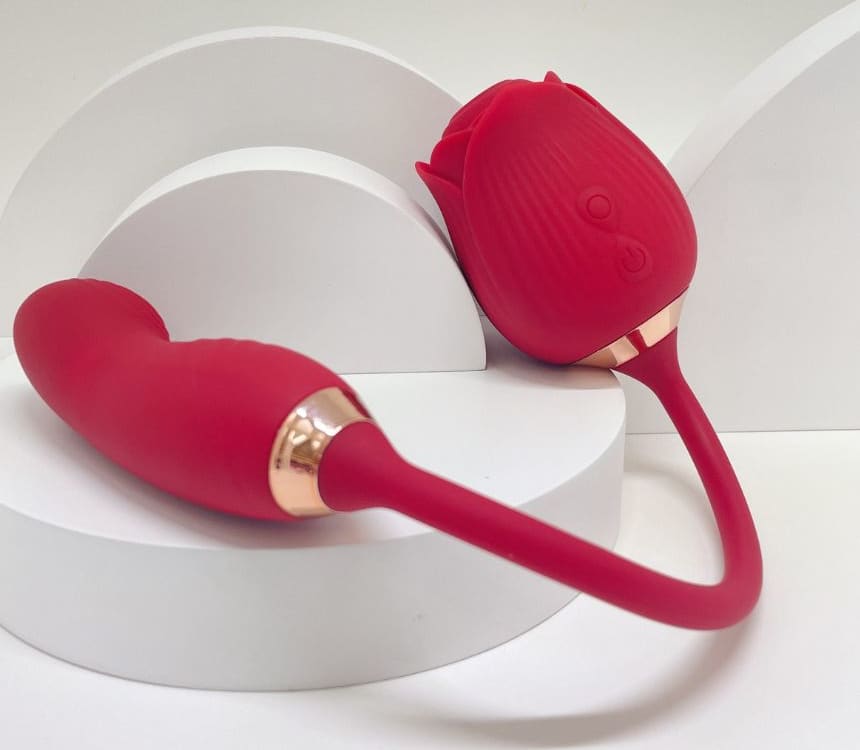 Sugador e Vibrador Finger Sweet Vermelho de Désir Atelier.