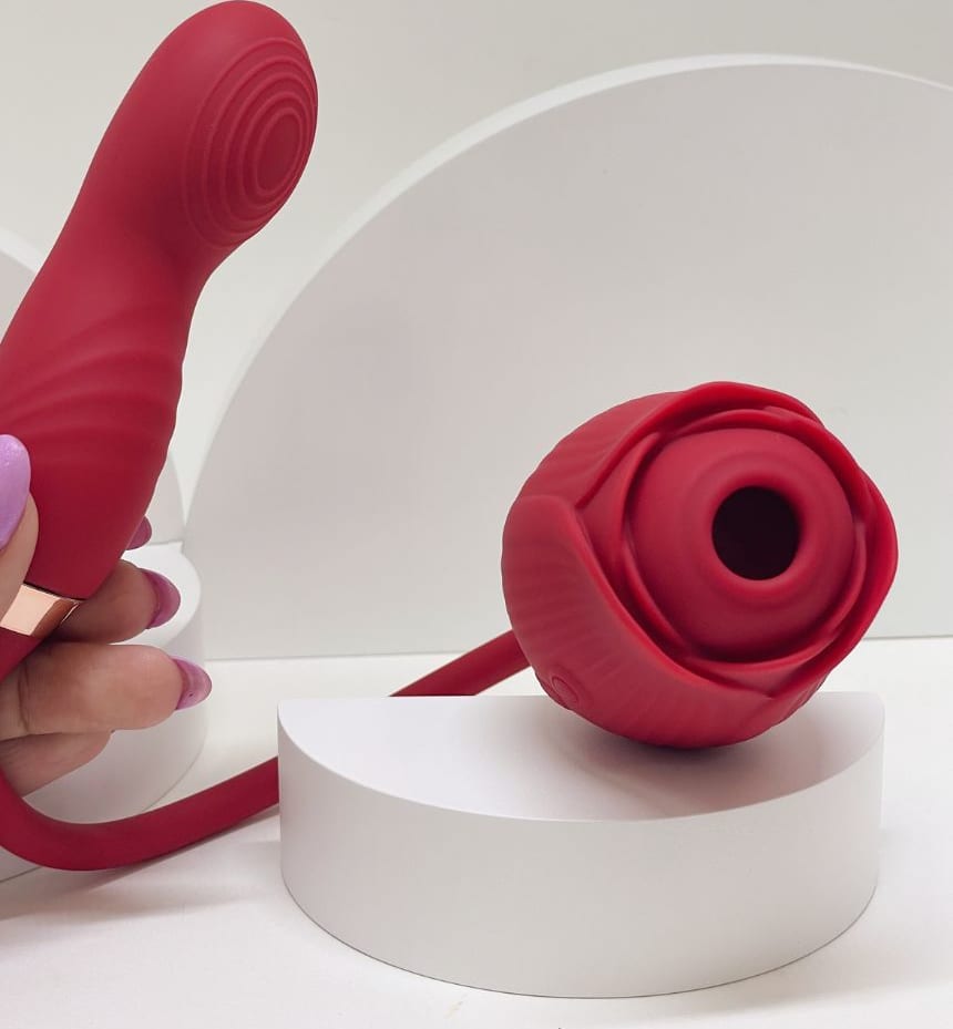 Sugador e Vibrador Finger Sweet Vermelho de Désir Atelier.