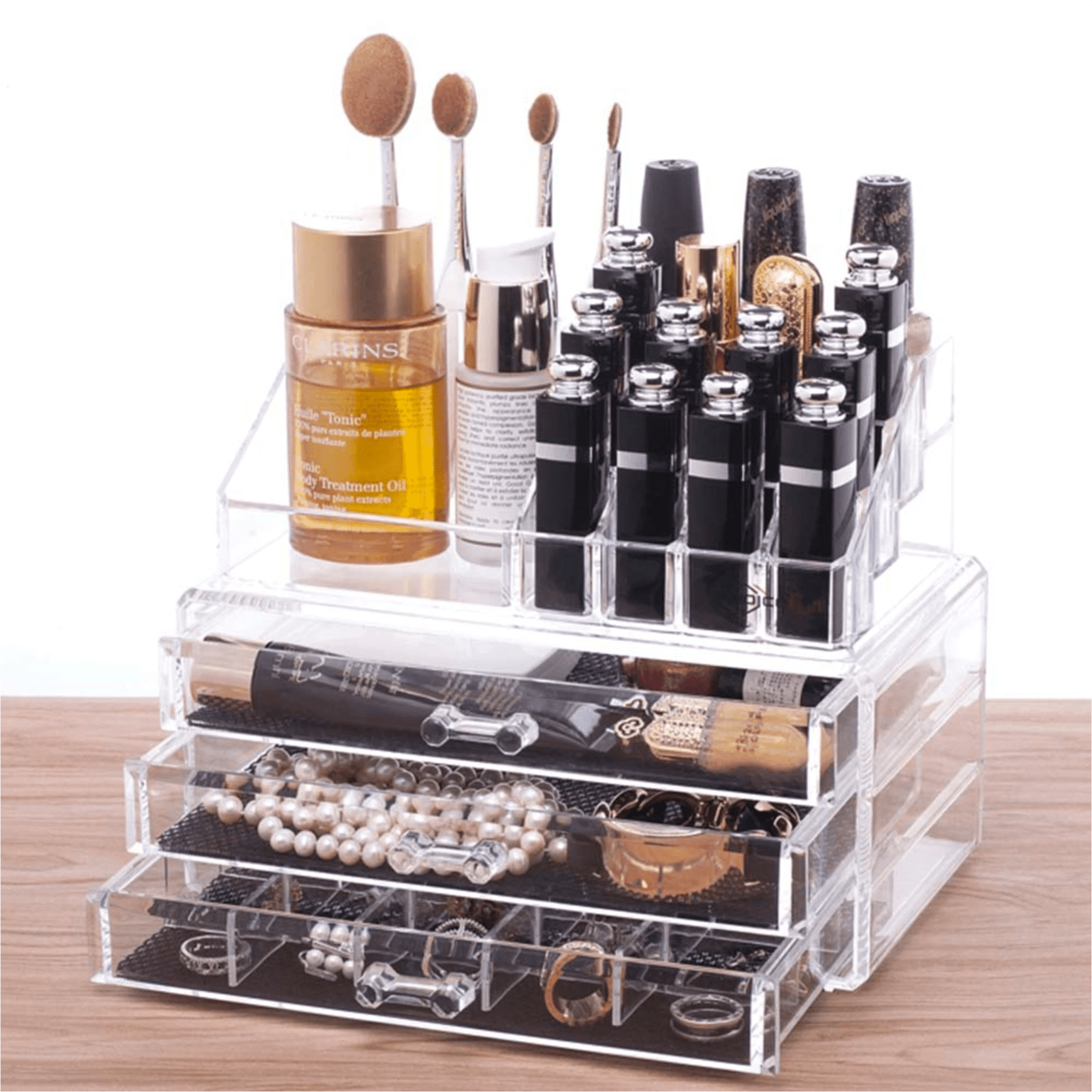 Organizador para cosmeticos acrilico con 3 gavetas