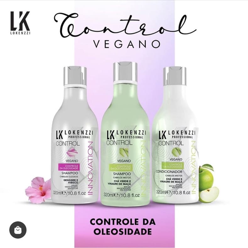 Shampoo Vegano Control Para Cabelos Finos Lokenzzi 320ml