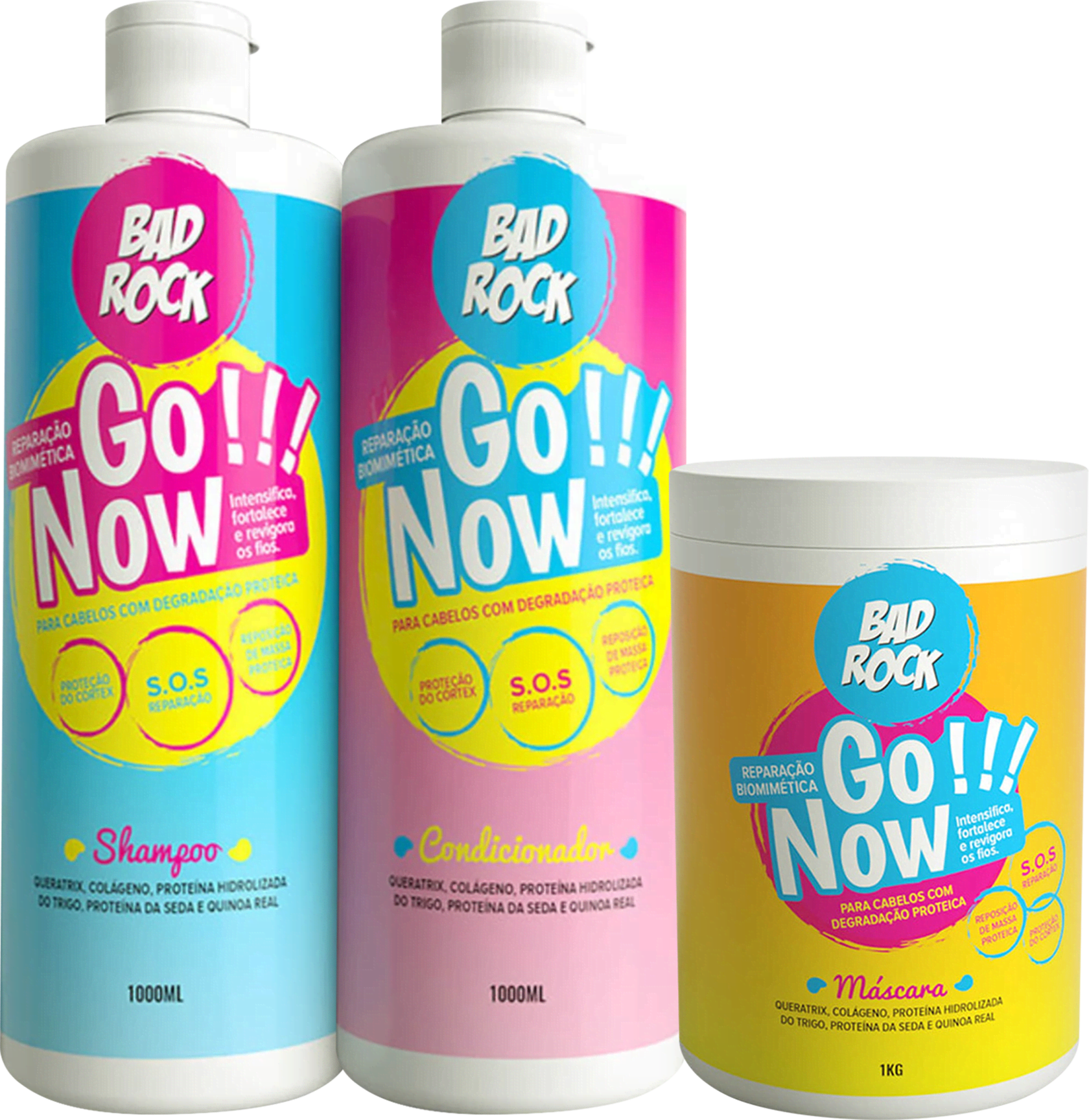 Kit Bad Rock Go!!! Now Cabelos Fragilizados Salon Trio Beleza na 