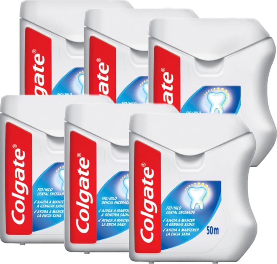 Kit Fio Dental Colgate Total 50m com 6 unidades