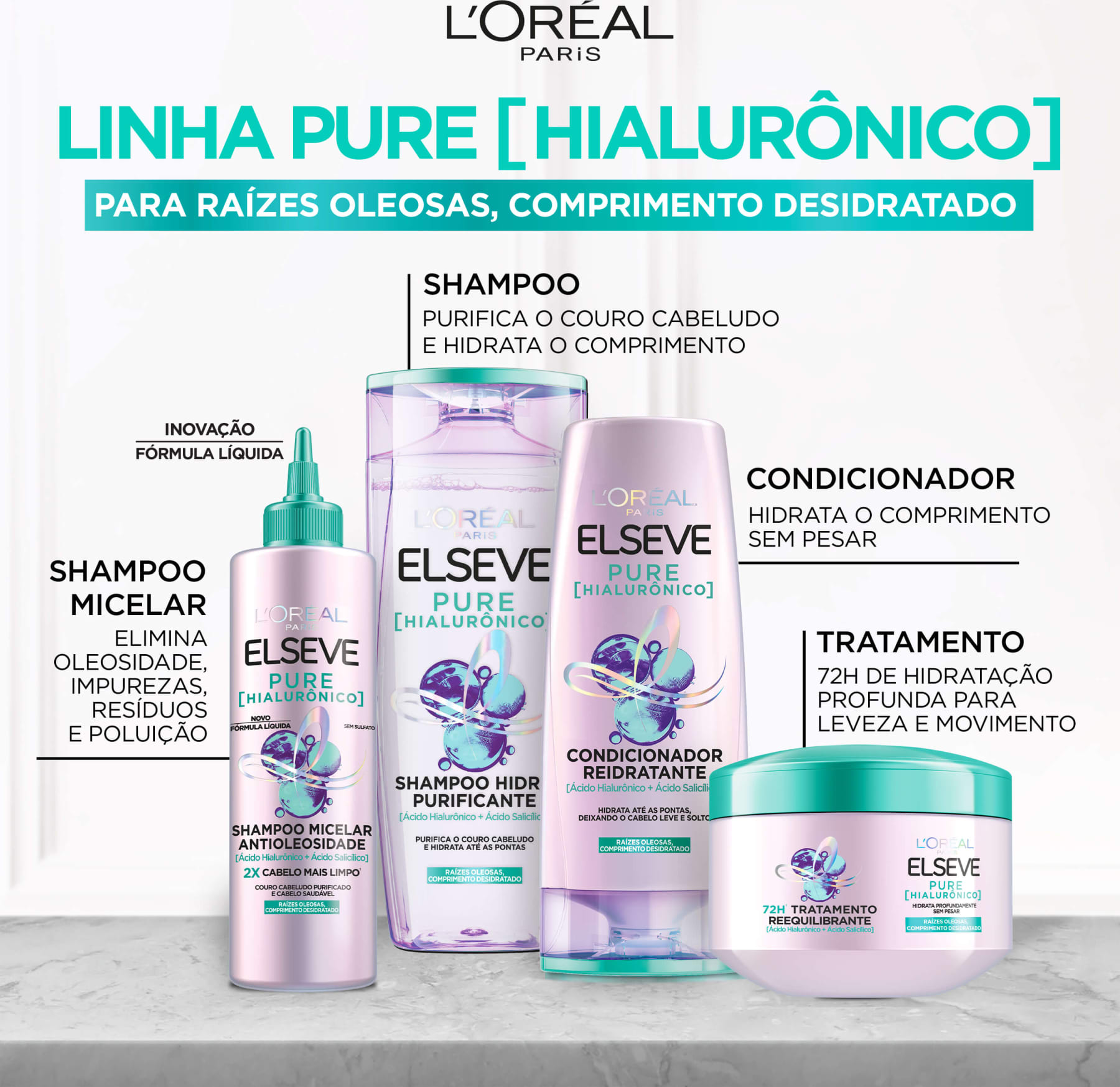Shampoo Elseve L'Oréal Paris Pure Hialurônico | Beleza na Web