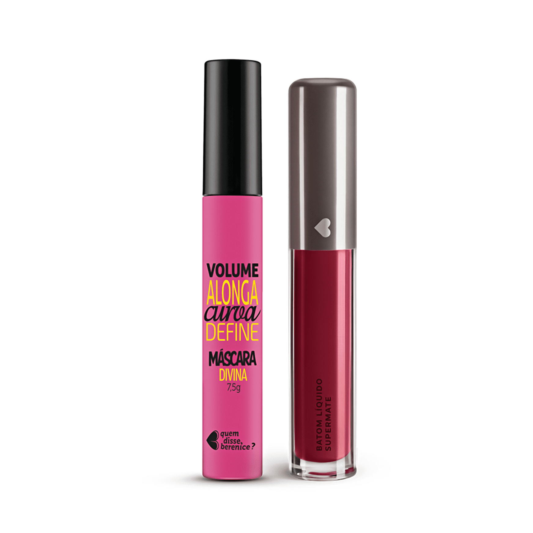 Kit Máscara de Cílios Divina Preté Volume Alonga Curva e Define + Batom Líquido Supermate Vinheli