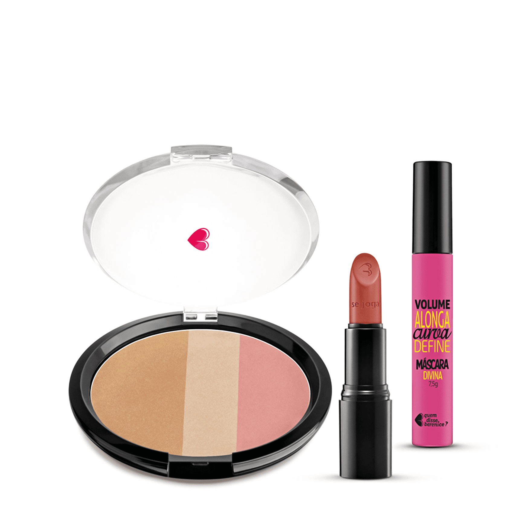 Kit Pó Multiefeitos + Máscara de cílios Divina Preté Volume Alonga Curva e Define + Batom Mate Veludo Marronterra