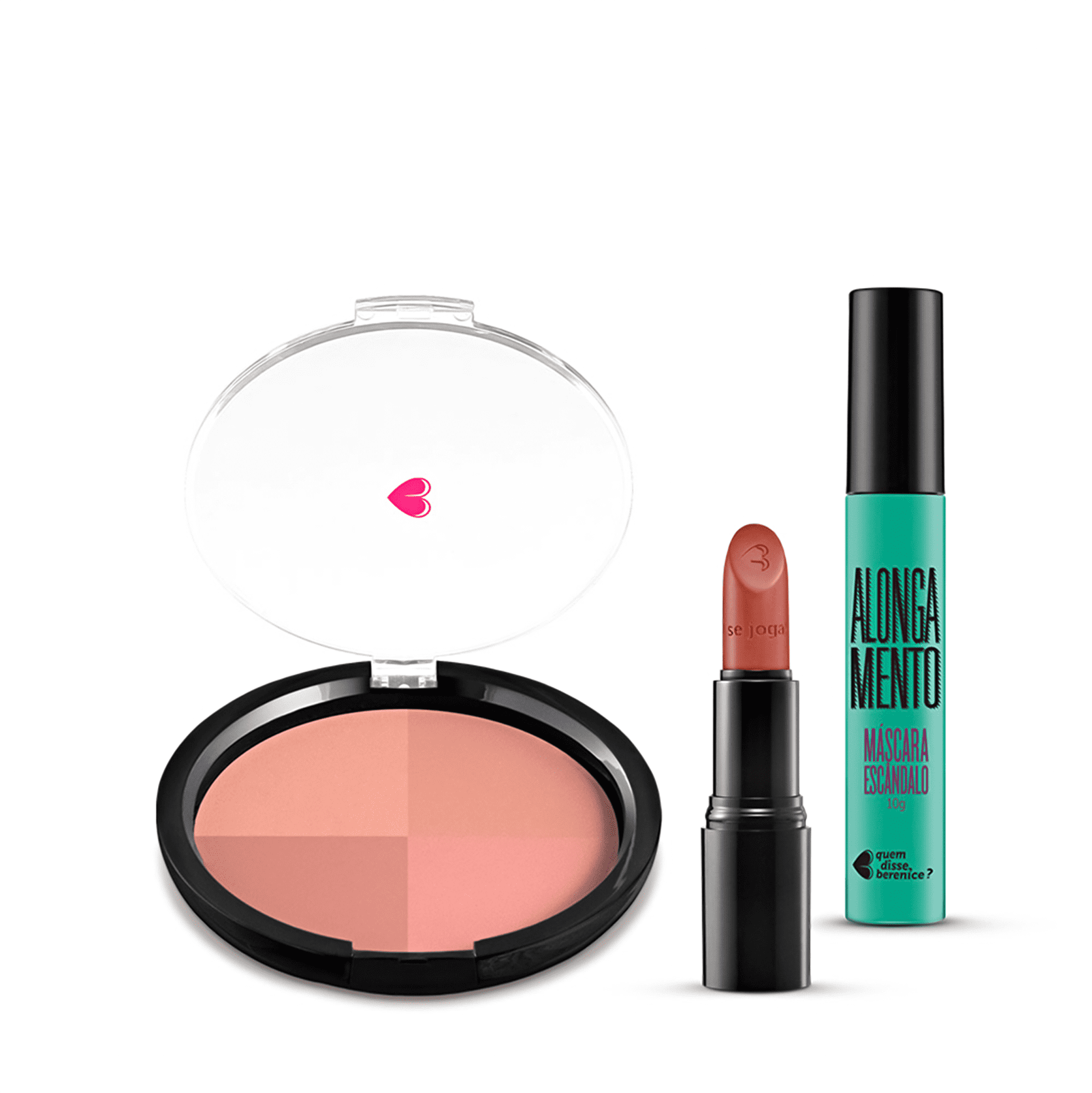 Kit Pó Multiefeitos Bronze + Máscara de cílios Escândalo Preti Alongamento + Batom Mate Veludo Marronterra