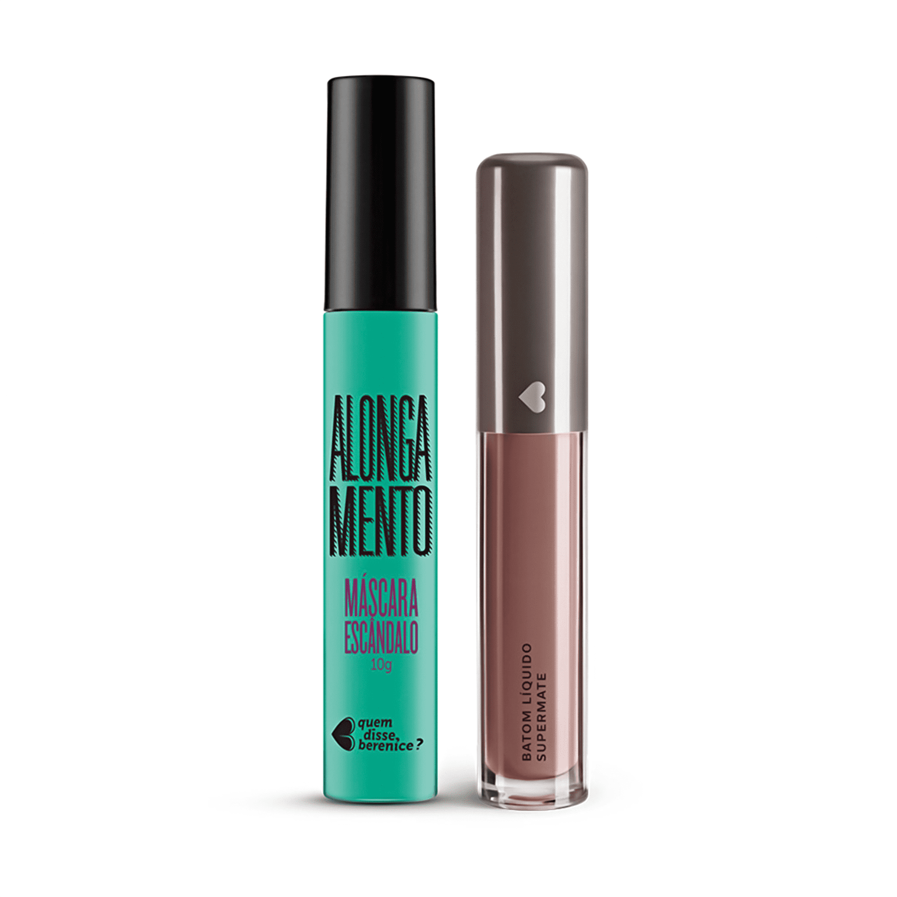 Kit Máscara de Cílios Escândalo Preti Alongamento + Batom Líquido Supermate Castanheli