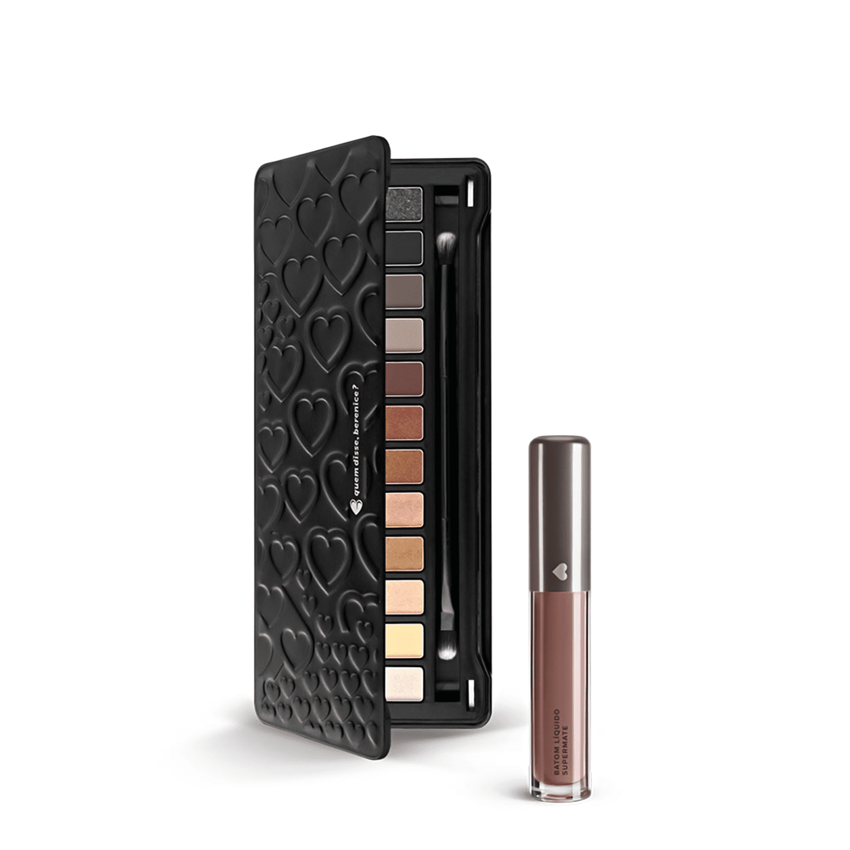 Kit Paleta de Sombras Adoro Neutros + Batom Líquido Supermate Castanheli + Caixa cubo G