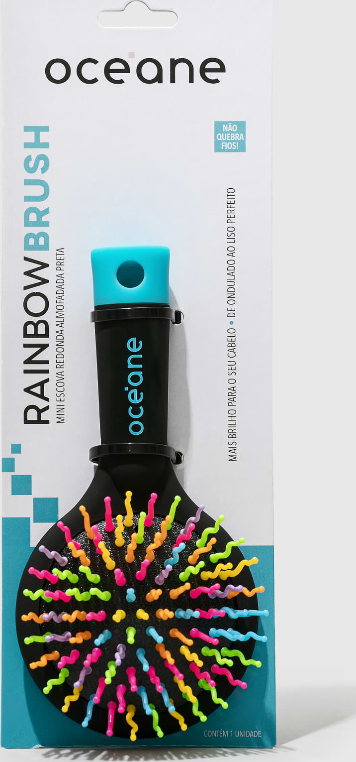 Rainbow Brush Preta - Mini Escova de Cabelo