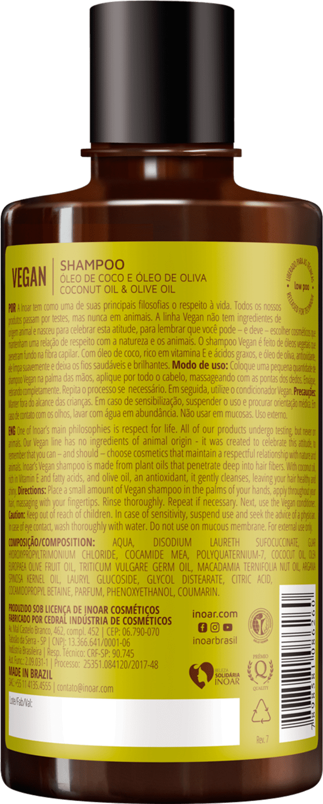 Shampoo Vegano InBlue Green Vegan 250ml Sem Sulfato Low Poo