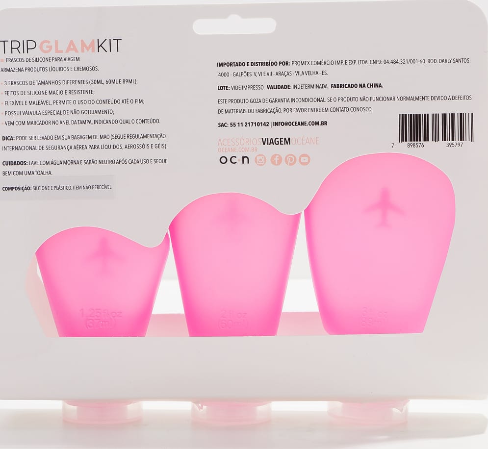 Kit Trip Glam - Frascos de Silicone para Viagem