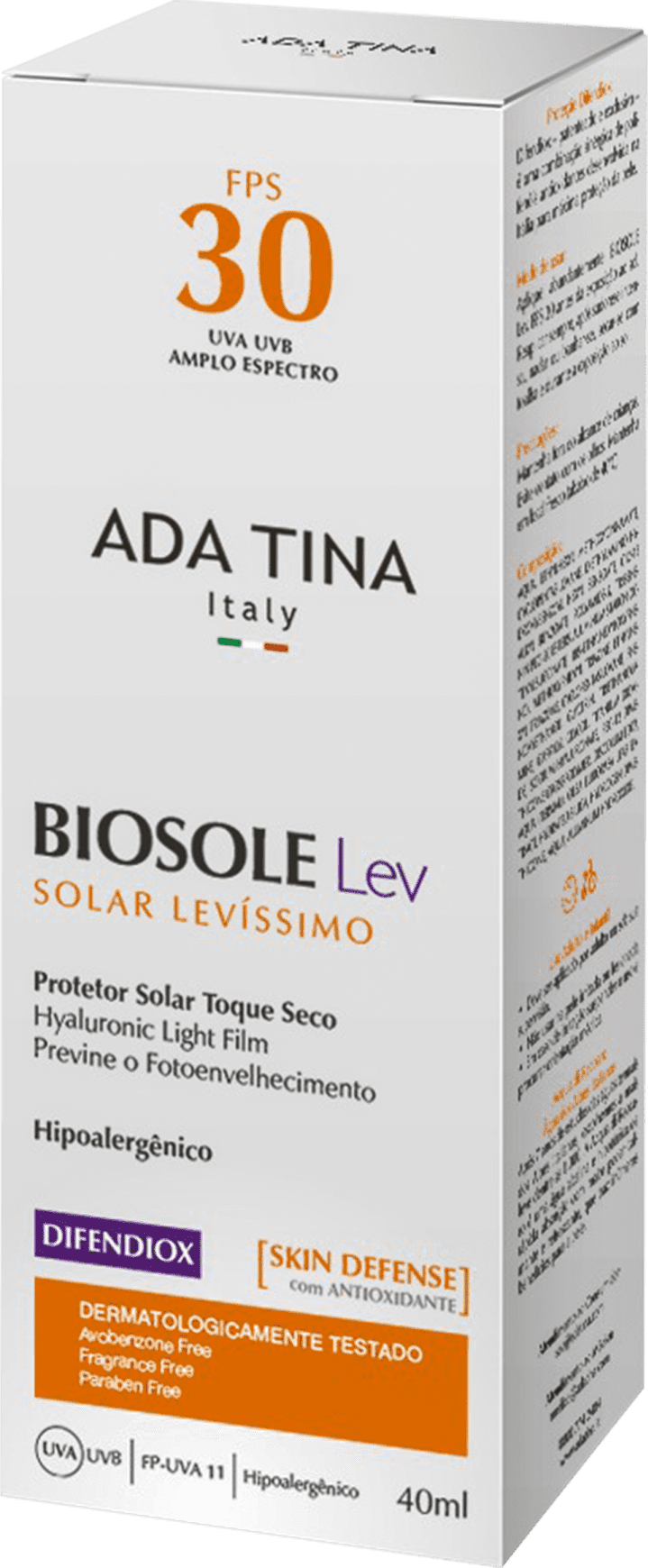 Ada Tina Biosole Lev FPS 30 - Protetor Solar Facial 40ml