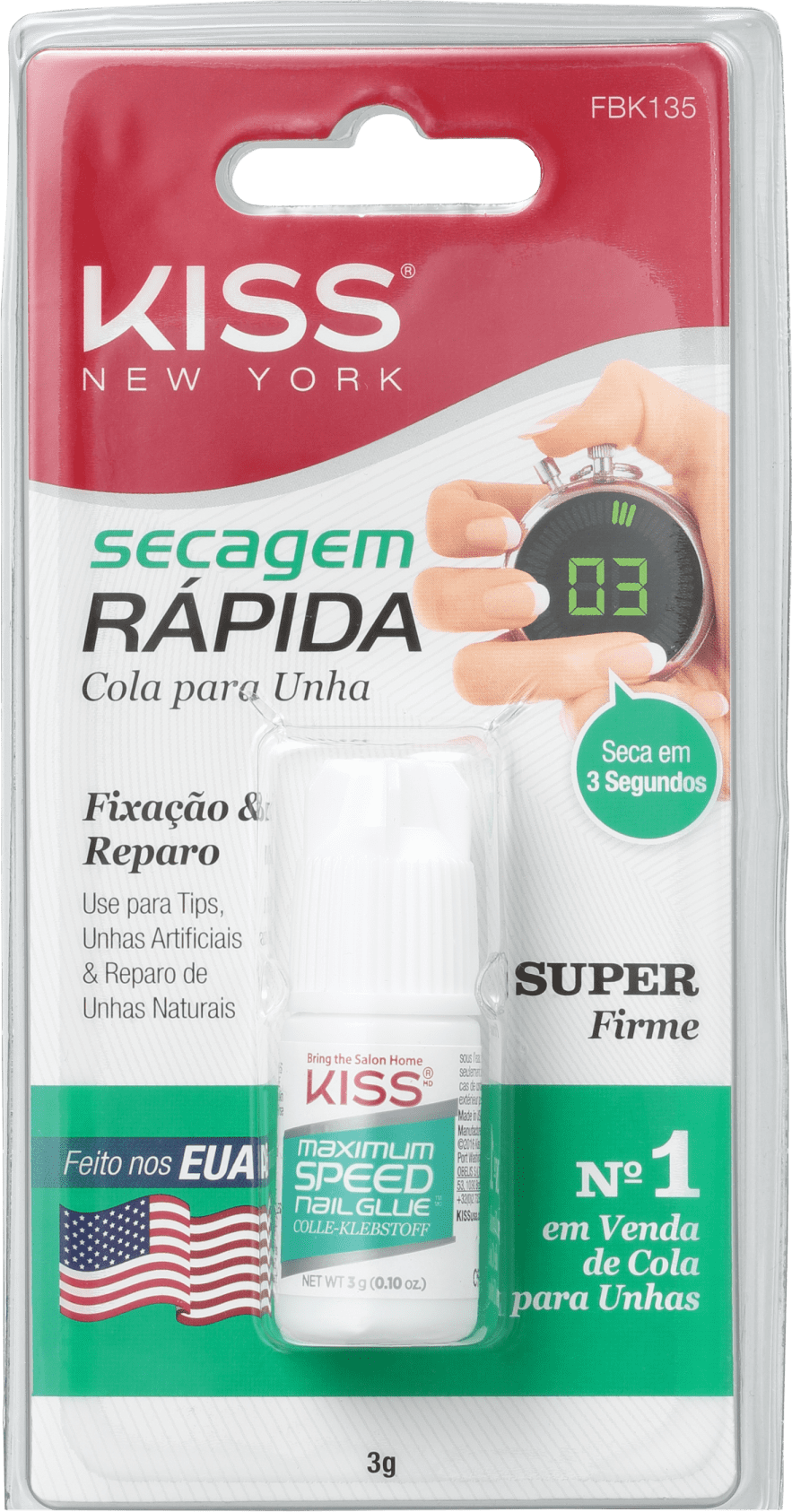 Kiss New York Secagem Rápida - Cola de Unhas Postiças 3g