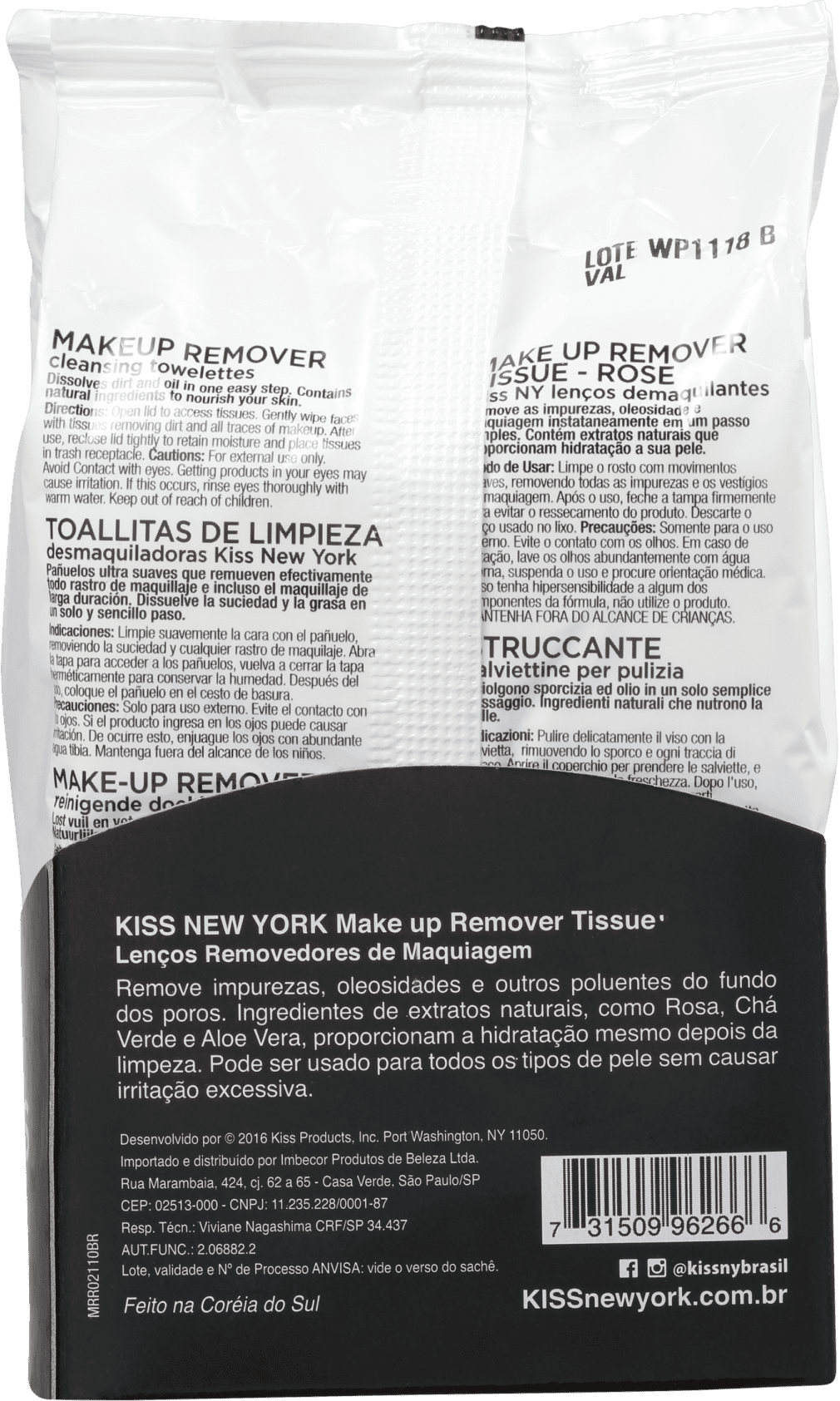 Kiss New York Rosa - Lenço Demaquilante 200g