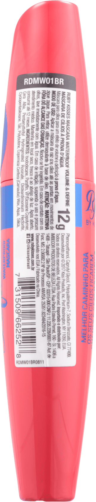 Kiss New York Ruby Kisses Volume & Define Waterproof - Máscara para Cílios 12g