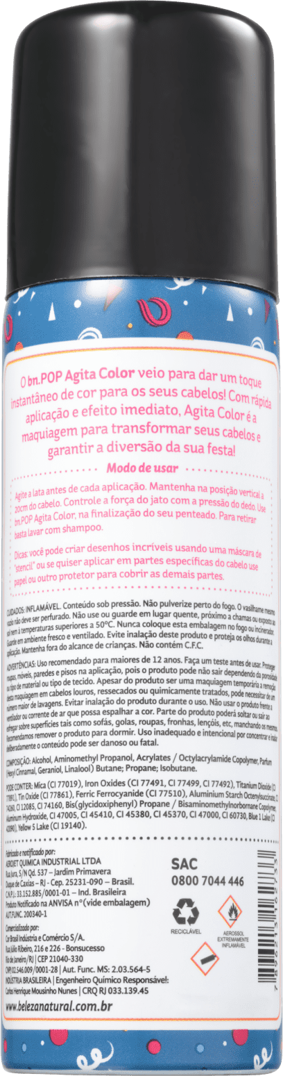 Beleza Natural Bn.Pop Agita Color Azul - Coloração Temporária 120ml