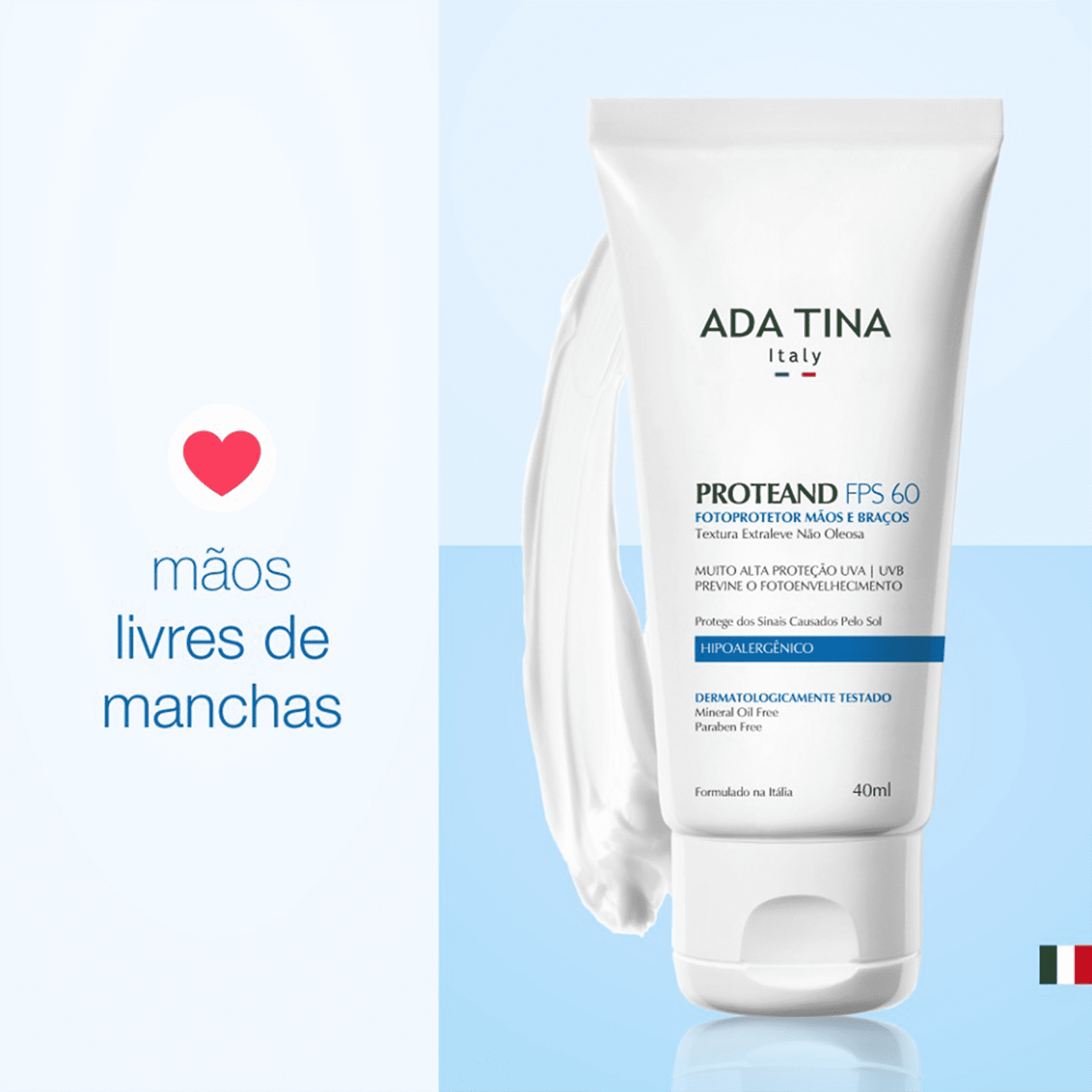 Ada Tina Proteand Mãos e Braços FPS60 - Protetor Solar 40ml