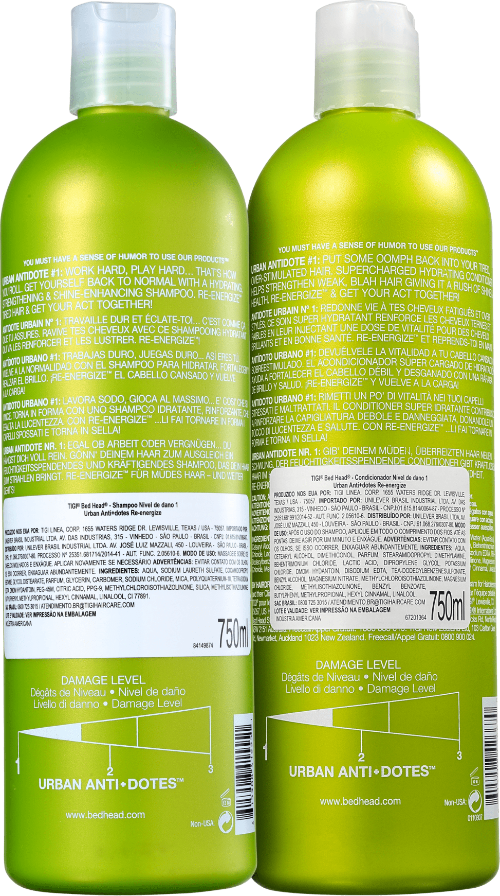 Kit TIGI Bed Head Urban Anti+Dotes 1 Re-Energize Duo Salão (2 Produtos)