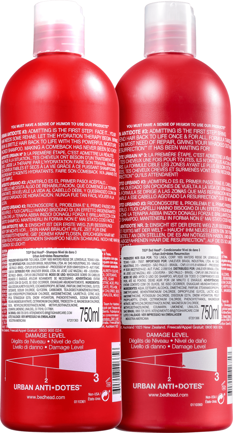 Kit TIGI Bed Head Urban Anti+Dotes 3 Resurrection Duo Salão (2 Produtos)