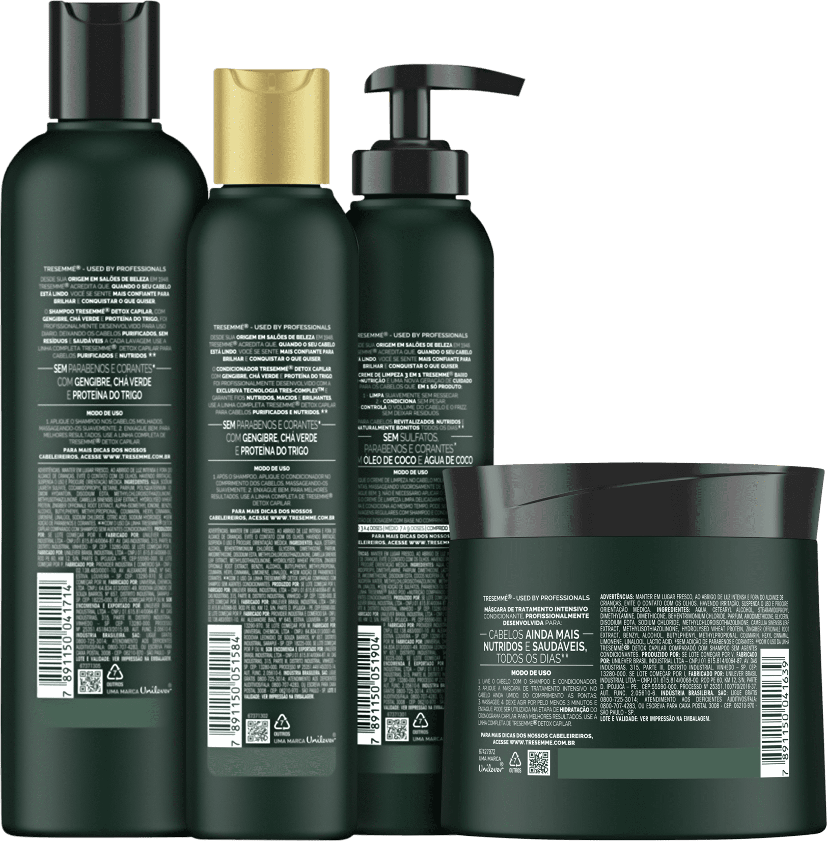 Kit TRESemmé Detox Capilar Detox Baixo Poo (4 Produtos)